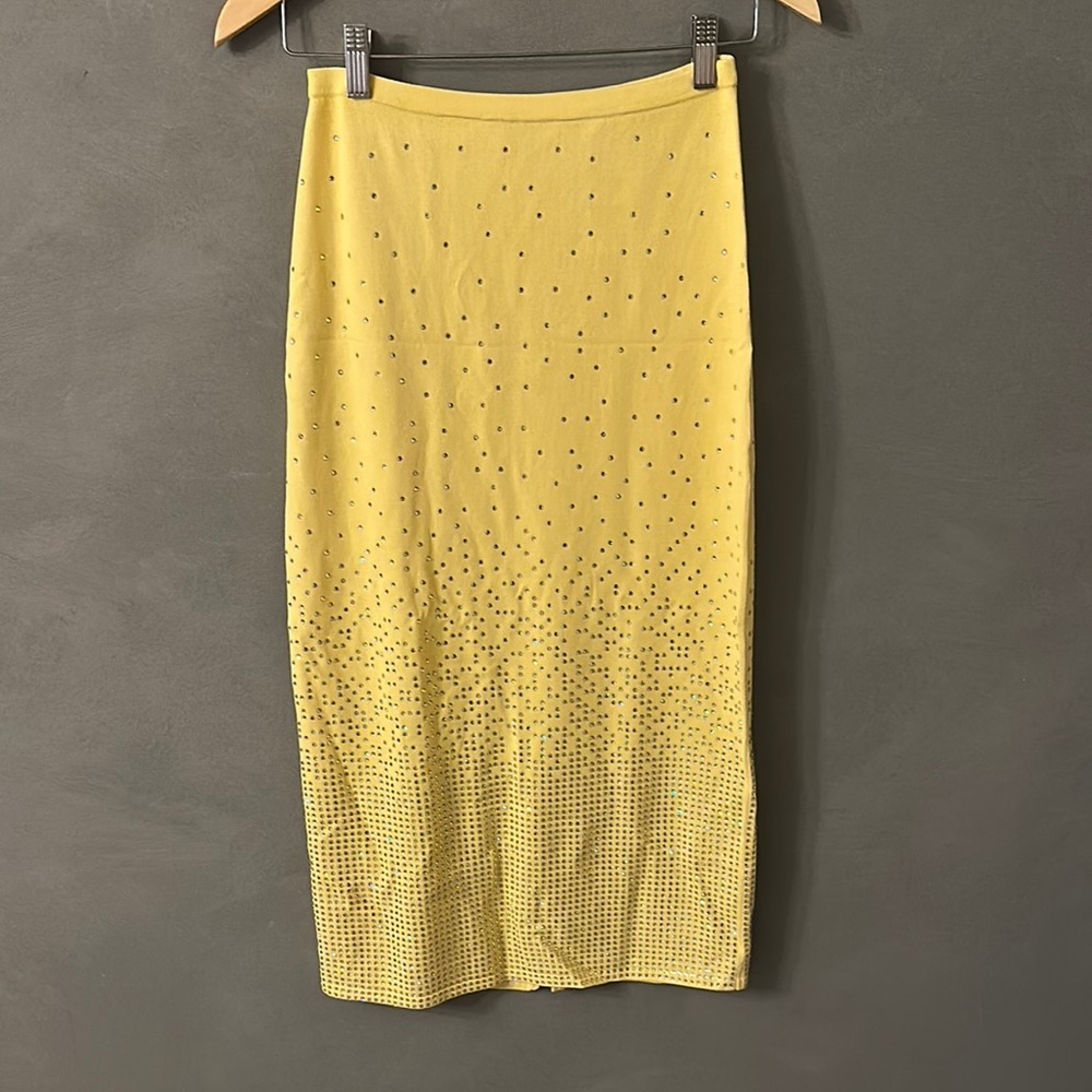 Sandro Yellow Sequin Midi Pencil Skirt for Casual Wear